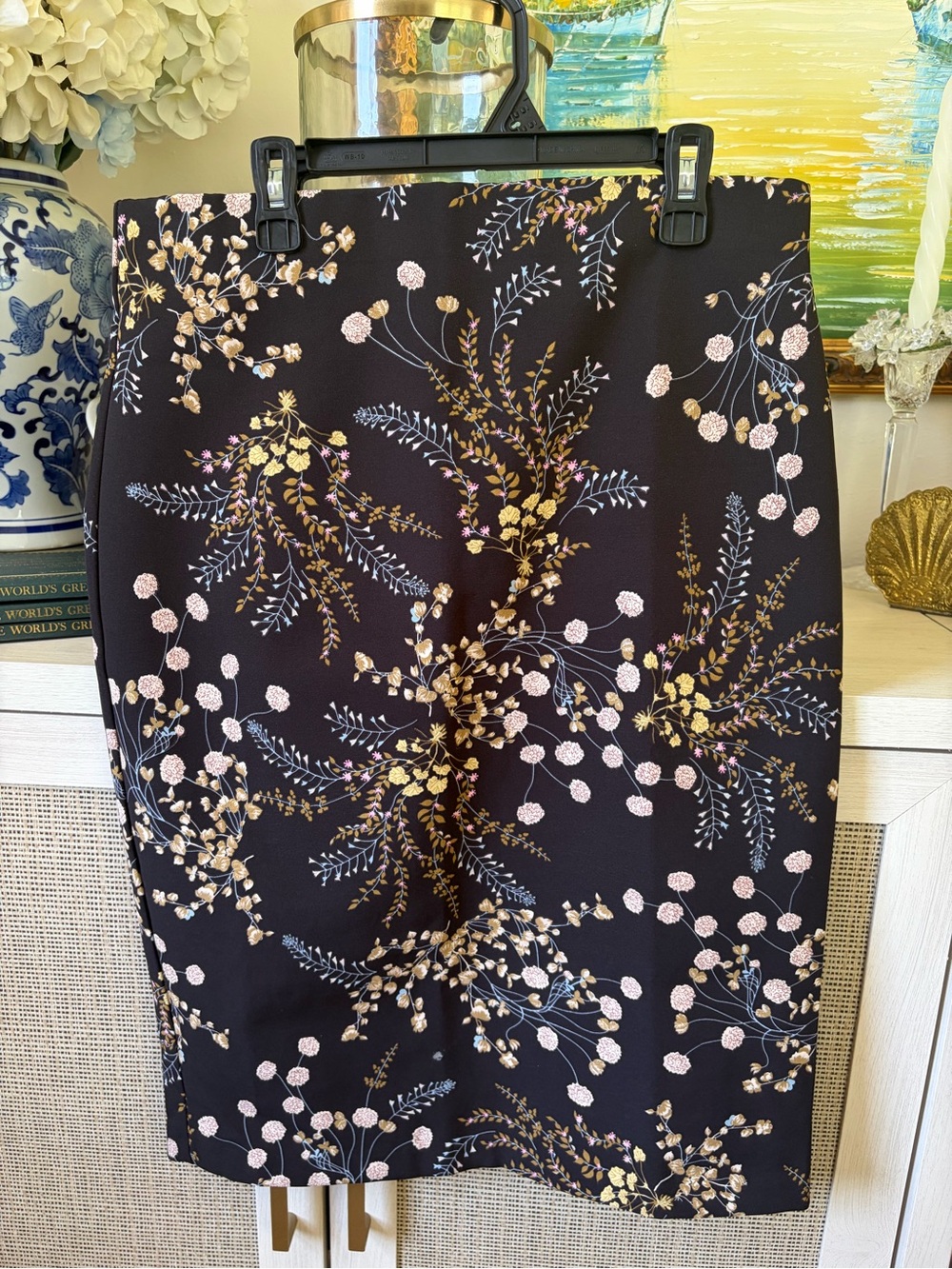 Philosophy Black Floral Pencil Skirt